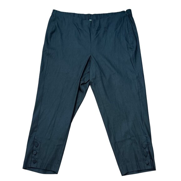 J.Jill Linen Stretch Pants Womens 2x Black Tapered Capri Pull On Beachy Resort - Picture 3 of 11